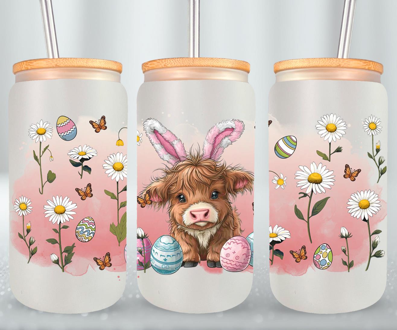 Highland Cow Easter-10405 - glass can