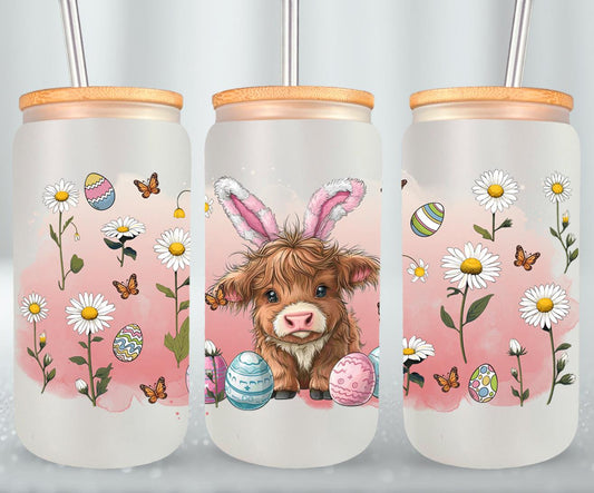 Highland Cow Easter-10405 - glass can