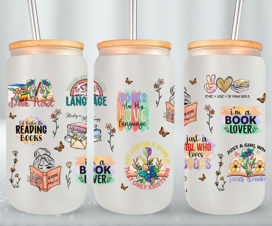 Books Are my Love Language - glass can