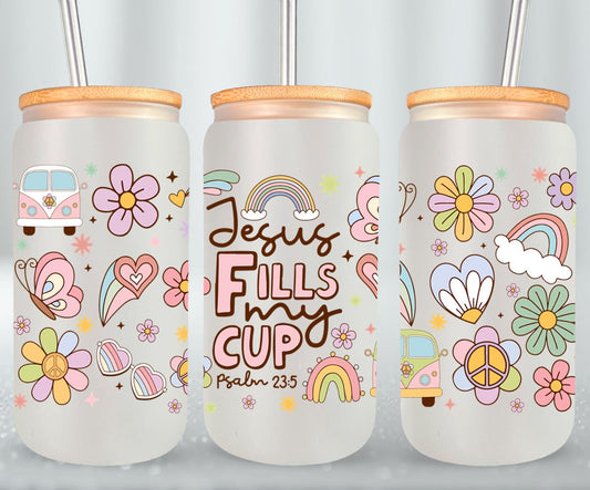 Jesus Fells My Cup-10208 - glass can