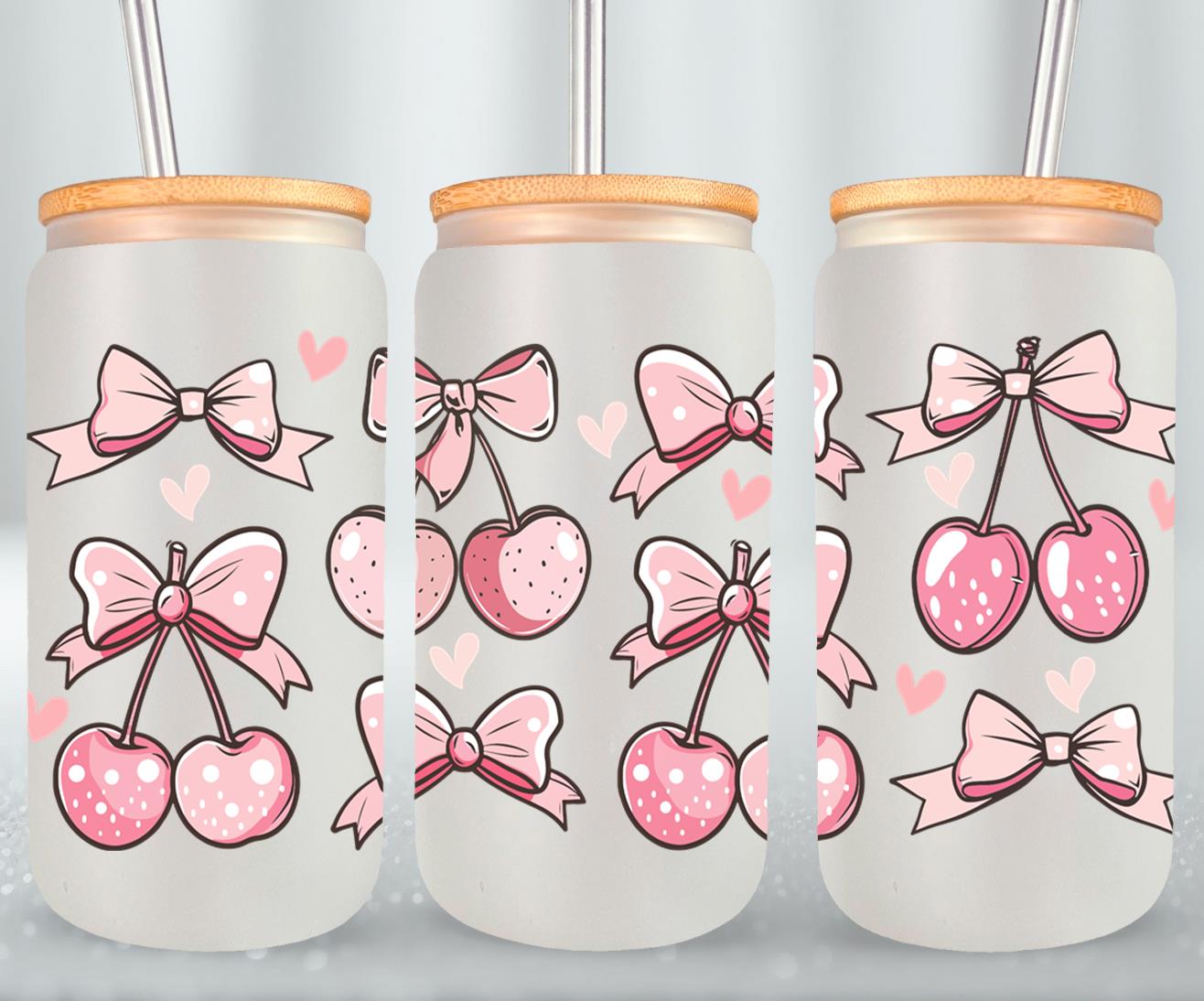 Pink Bow-9992 - glass can