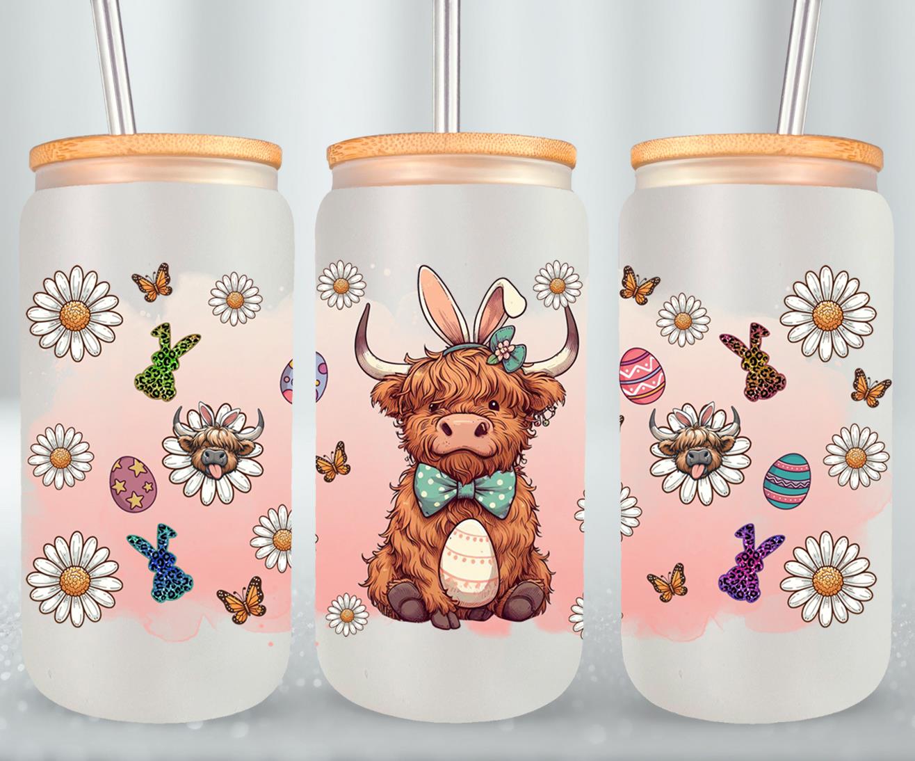 Highland Cow Easter-10391 - glass can