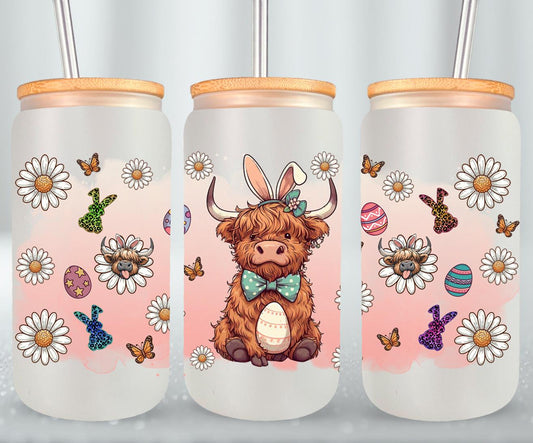 Highland Cow Easter-10391 - glass can