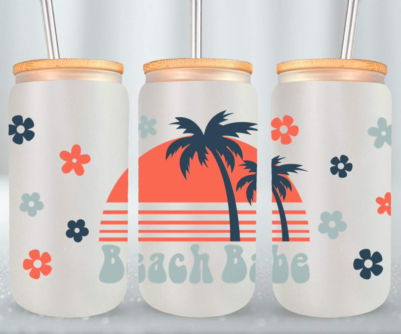 Beach Babe Retro Summer-10676 - glass can