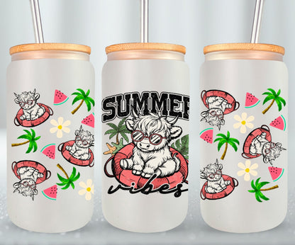 Summer Highland Cow-10670 - glass can