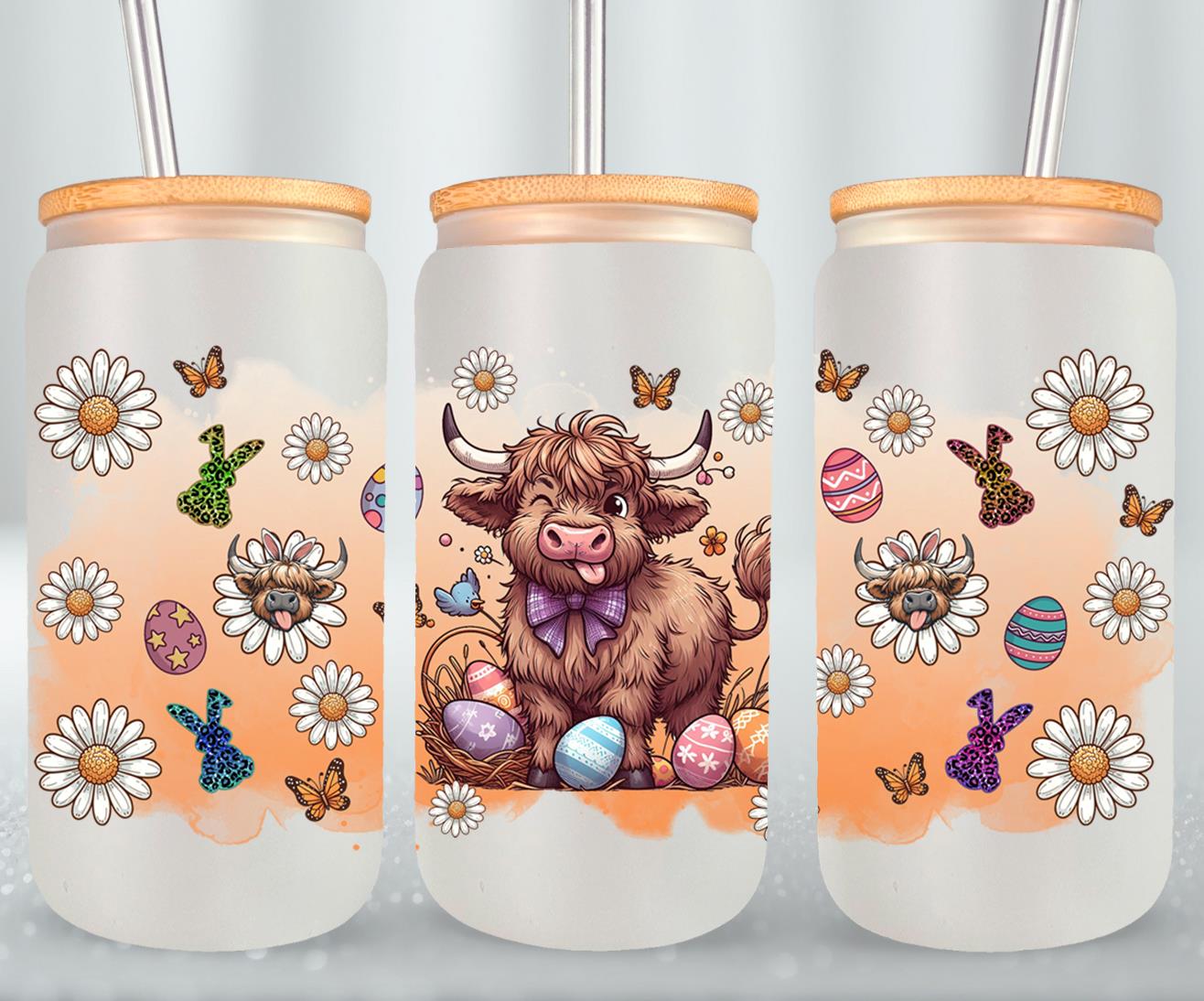 Highland Cow Easter-10379 - glass can