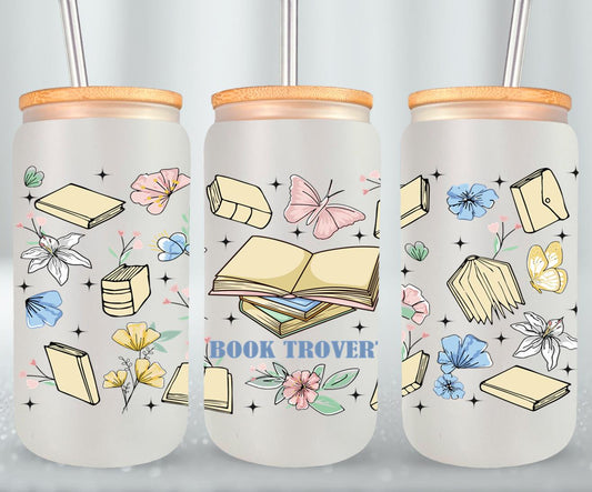 Boho Book Trovert Reading Lover - glass can