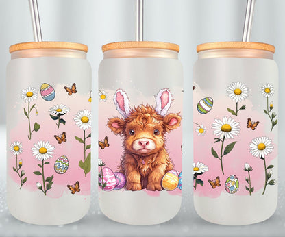 Highland Cow Easter-10402 - glass can