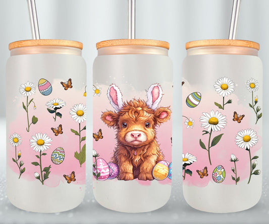 Highland Cow Easter-10402 - glass can