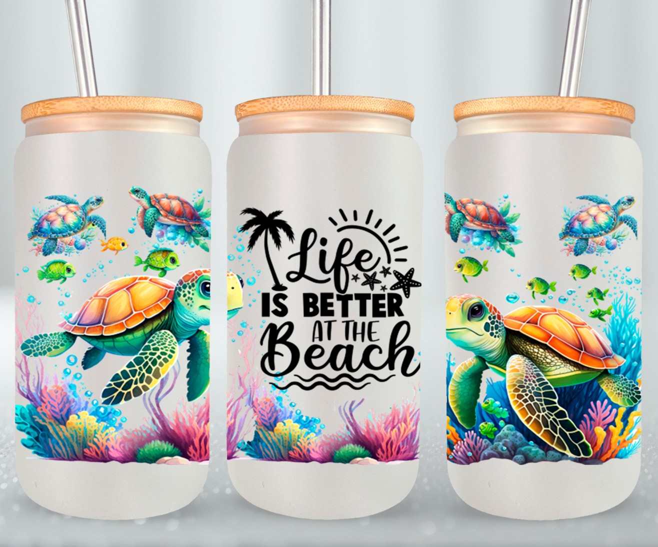 Life Is Better At The Beach Summer-10665 - glass can