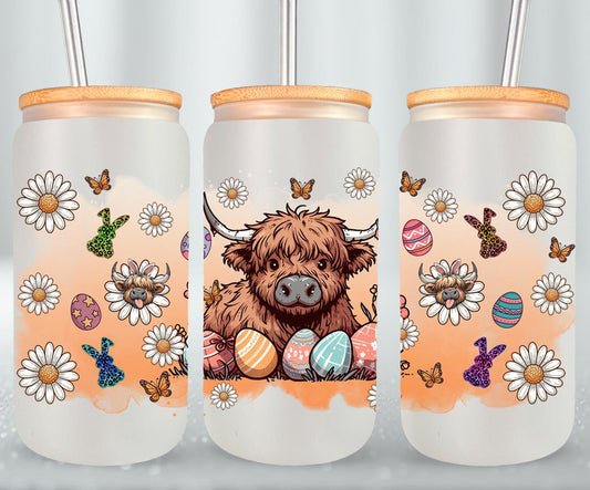 Highland Cow Easter-10375 - glass can