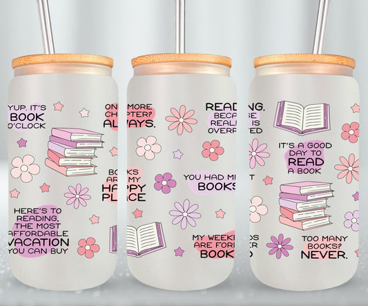 Floral Book Affirmation FULL - glass can