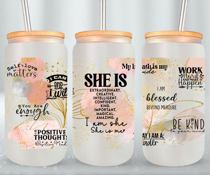She Is - glass can