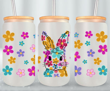 Embroidered Easter Bunny - glass can