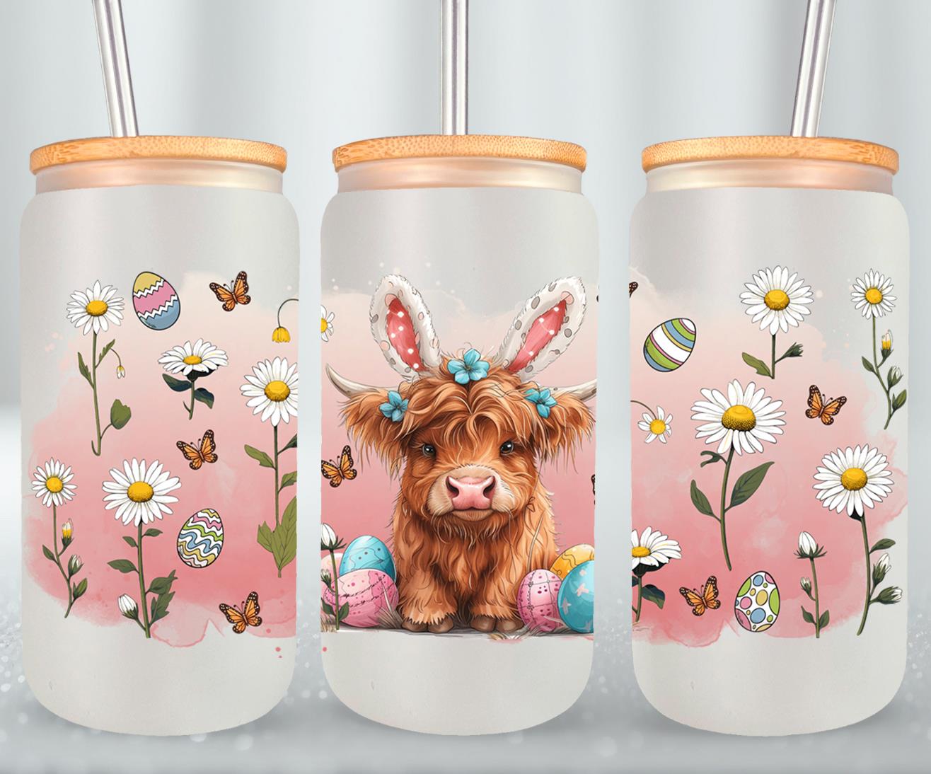 Highland Cow Easter-10404 - glass can