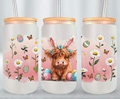 Highland Cow Easter-10404 - glass can