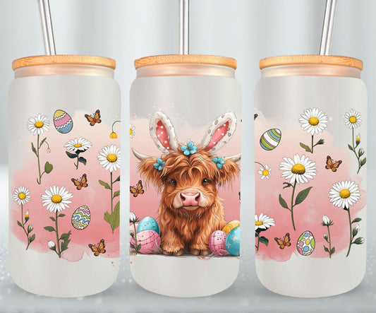 Highland Cow Easter-10404 - glass can