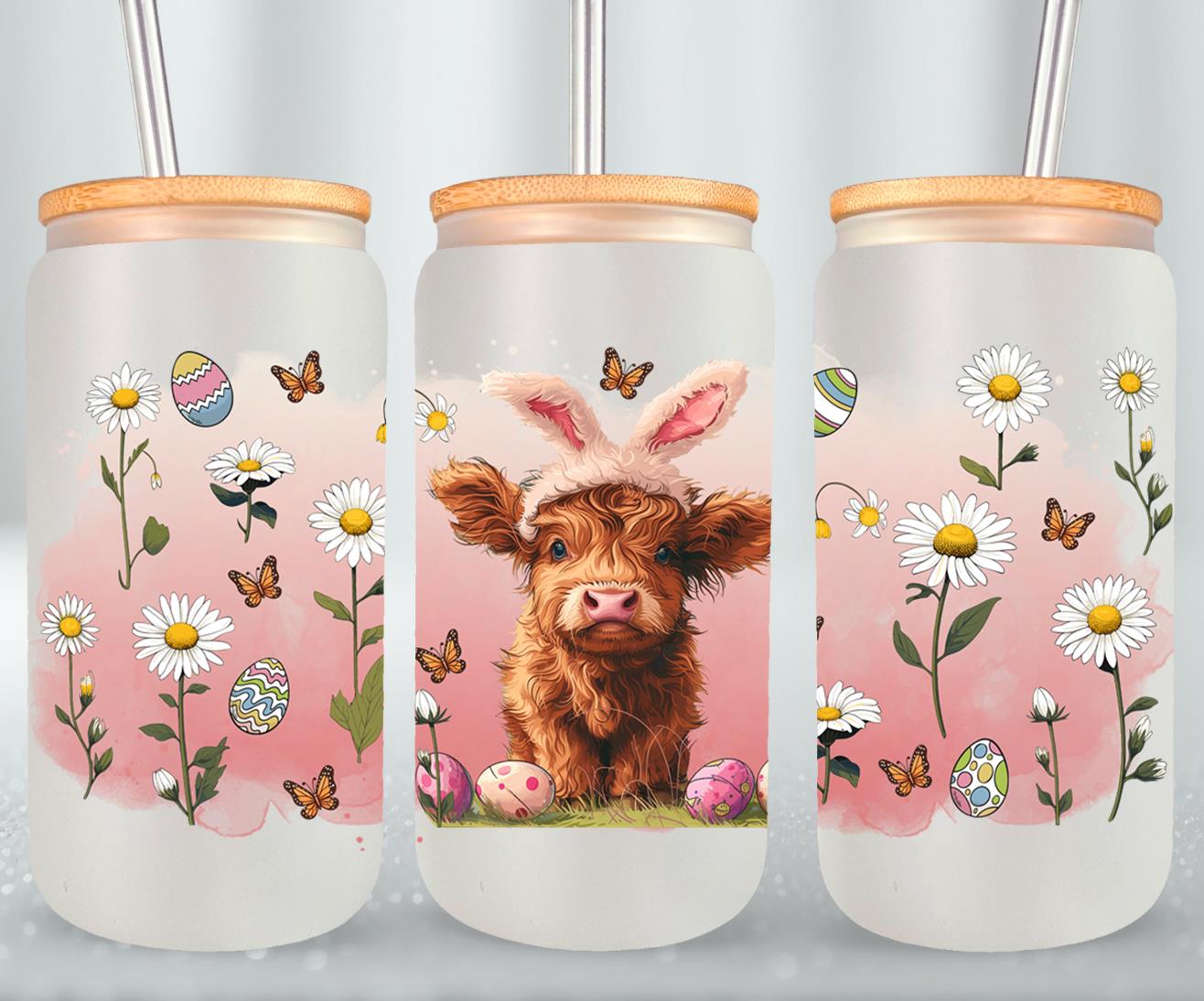 Highland Cow Easter-10369 - glass can