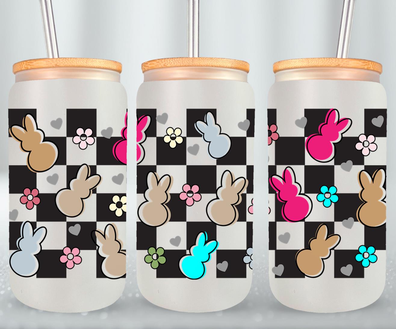 Easter Bunny Checkered-10457 - glass can