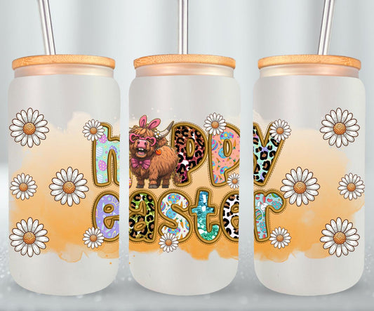 Highland Cow Easter-10397 - glass can