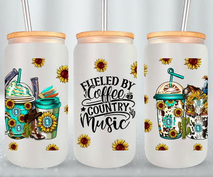 Fueled By Coffee And Country Music-10470 - glass can