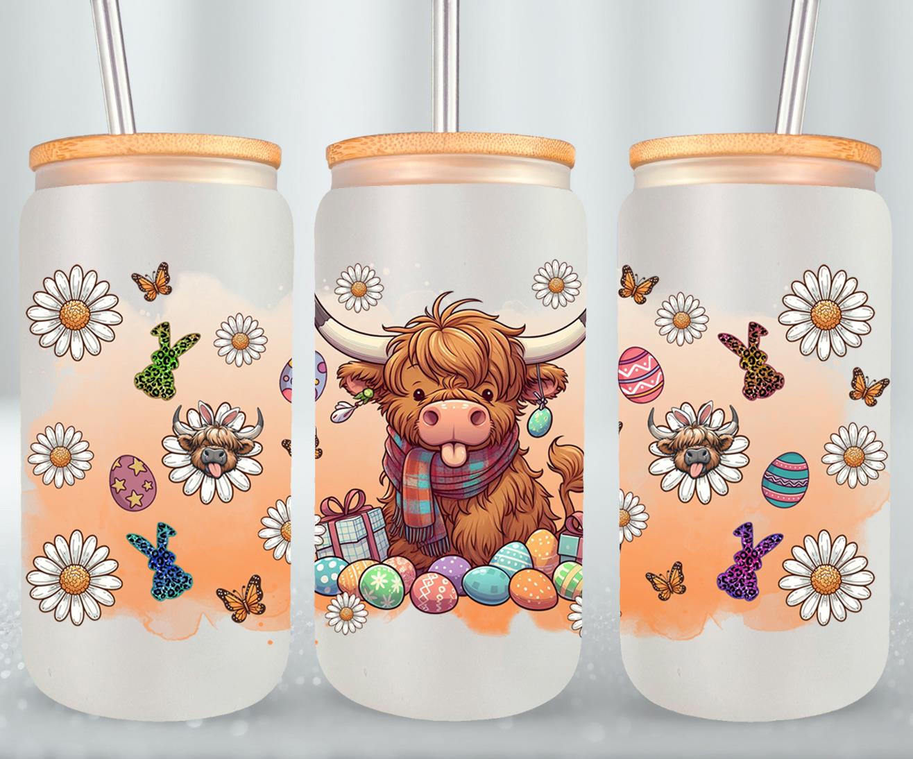 Highland Cow Easter-10374 - glass can