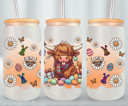 Highland Cow Easter-10374 - glass can