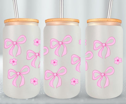 Pink Flower Coquette-10259 - glass can