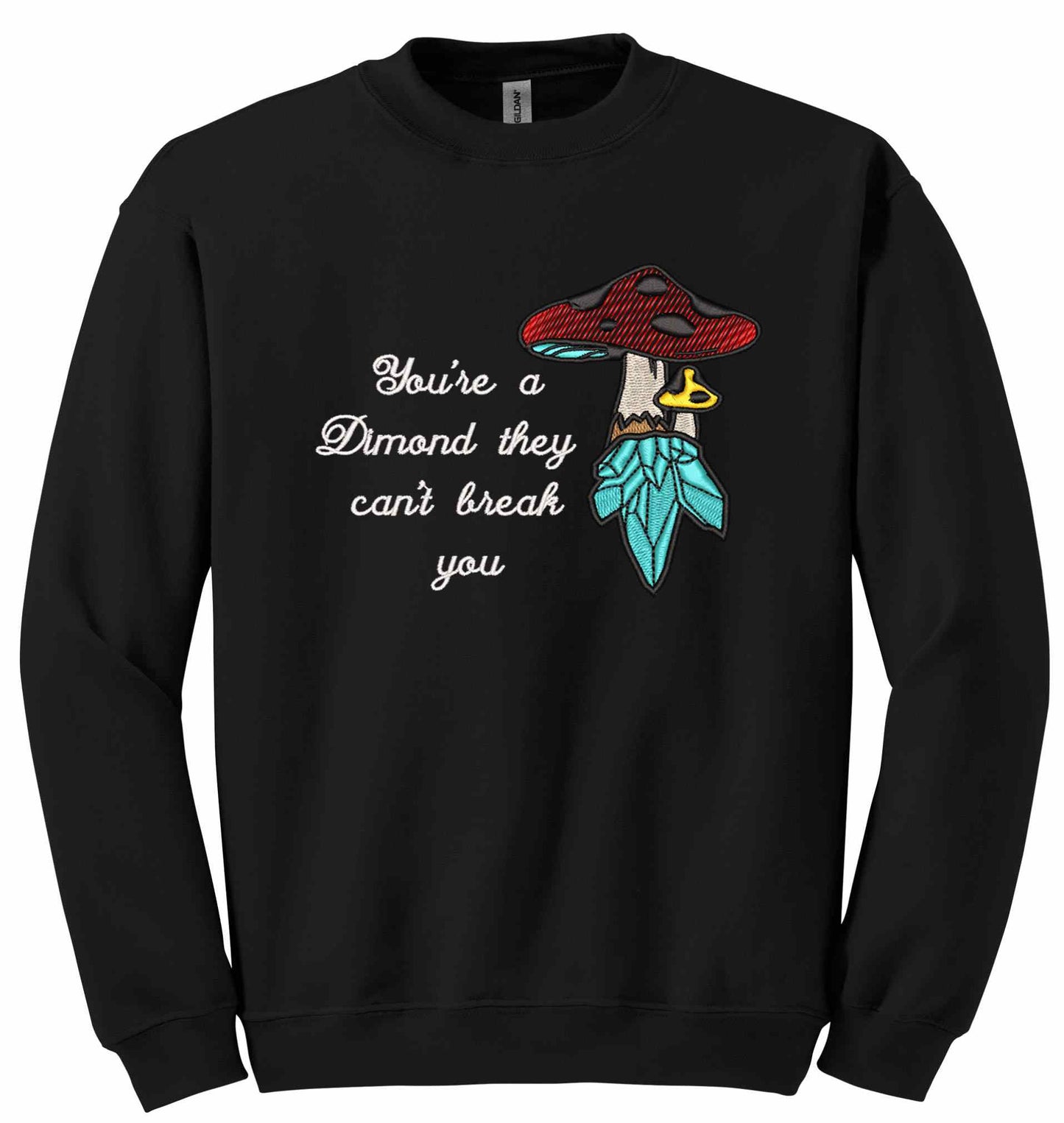 Crystal mushroom, positive message in embroidery-10626 - sweatshirt