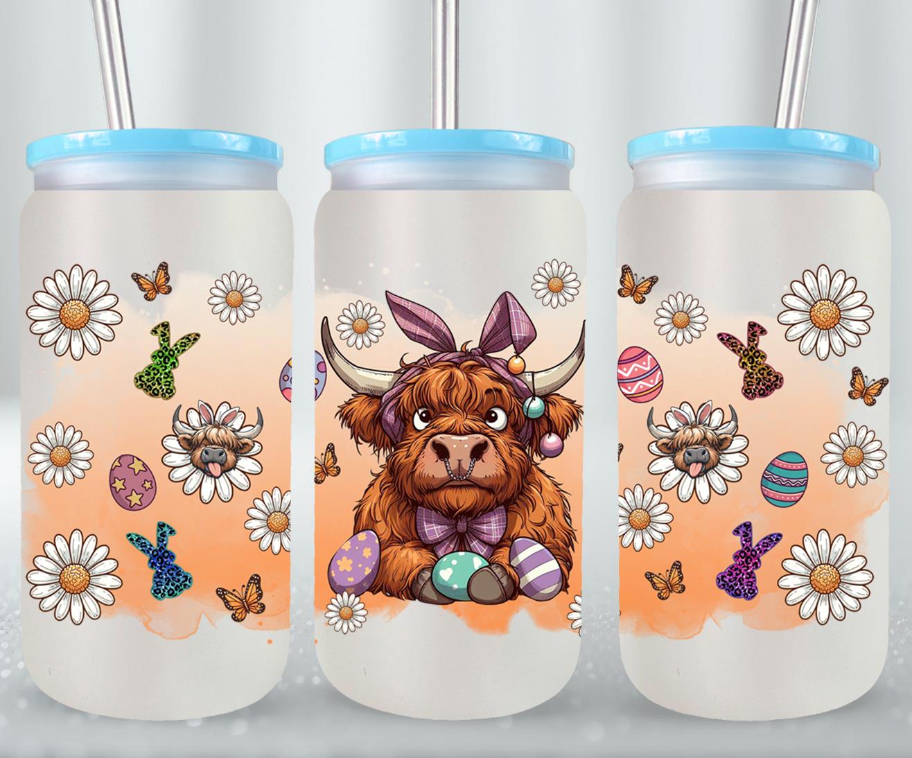 Highland Cow Easter-10392 - glass can