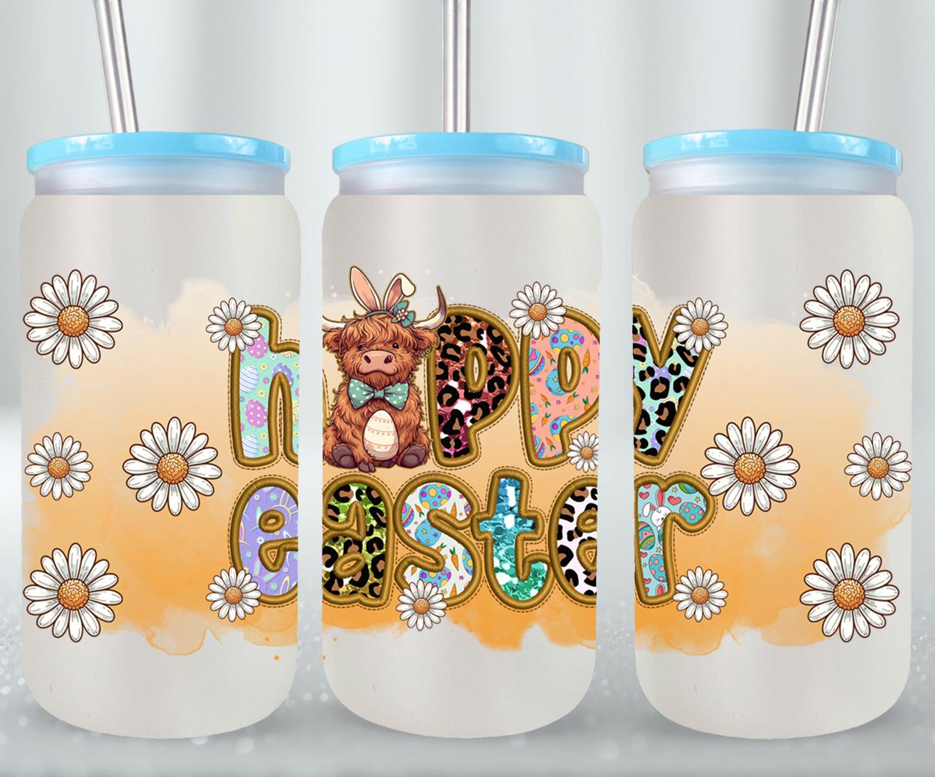 Highland Cow Easter-10398 - glass can