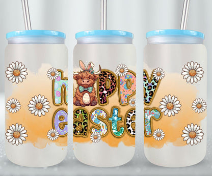 Highland Cow Easter-10398 - glass can