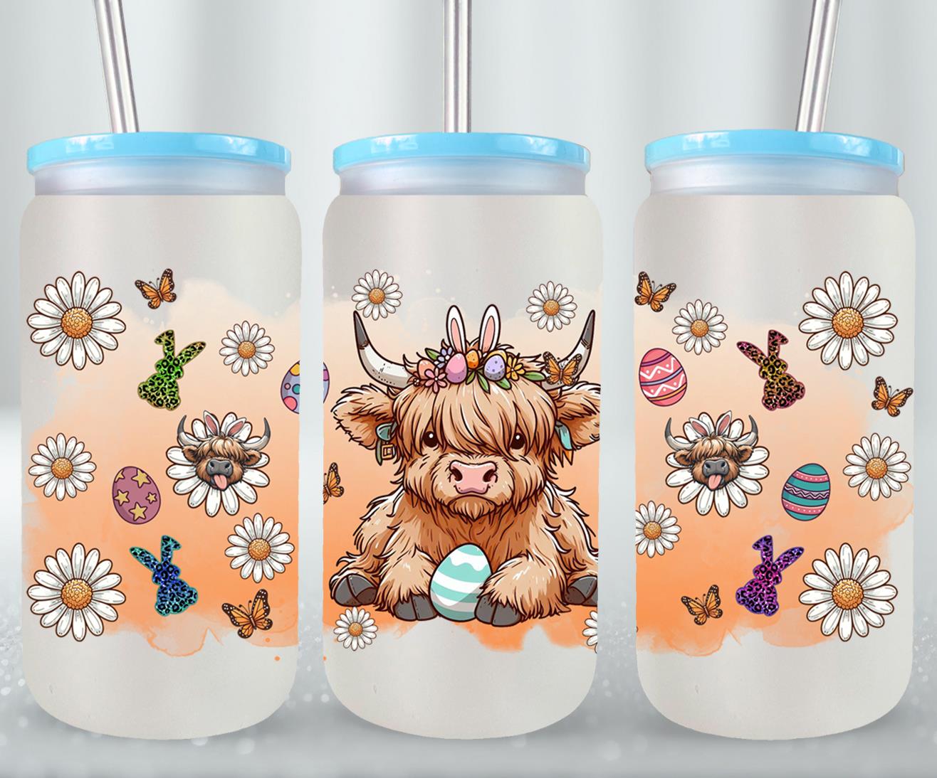 Highland Cow Easter-10378 - glass can