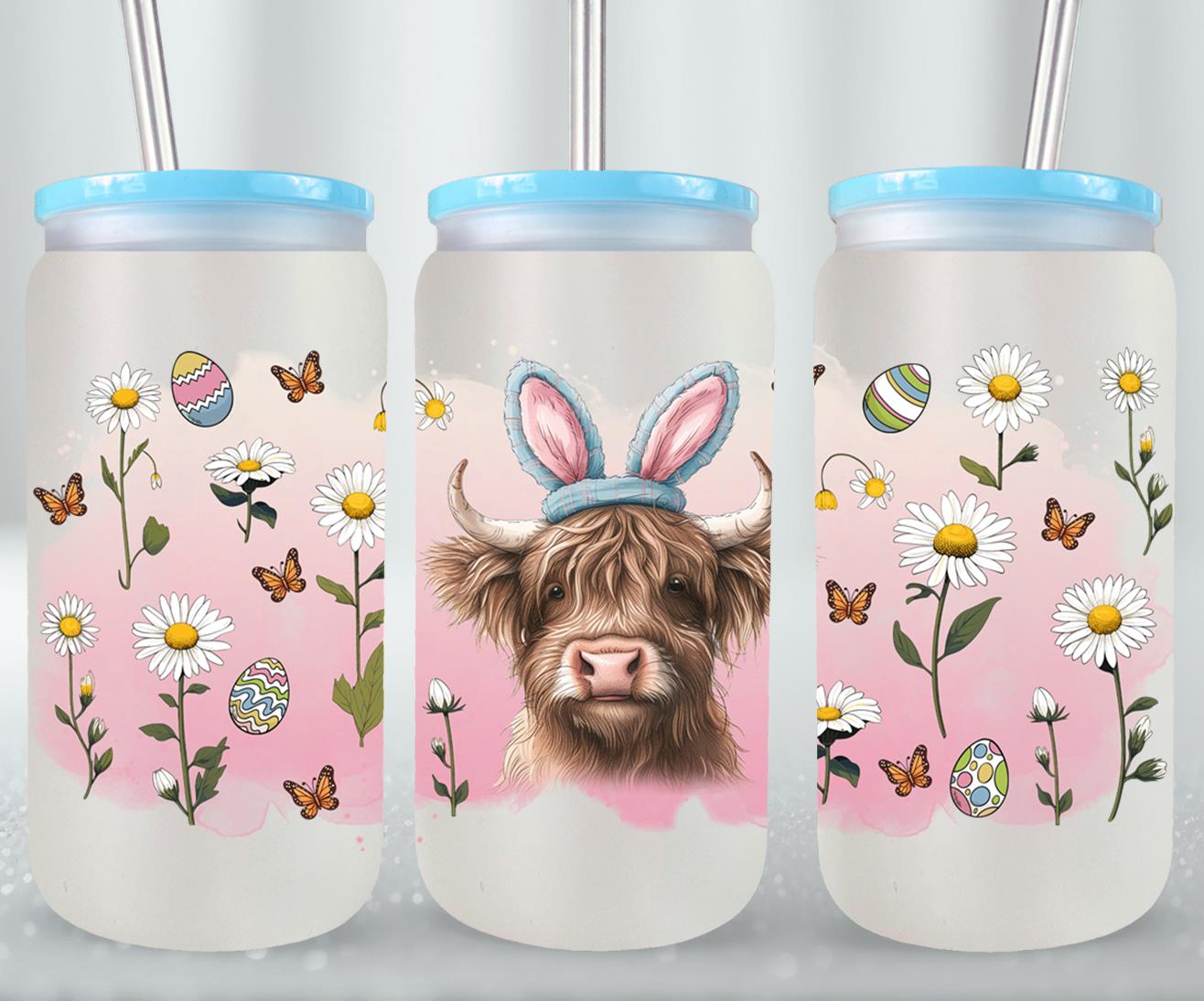 Highland Cow Easter-10370 - glass can