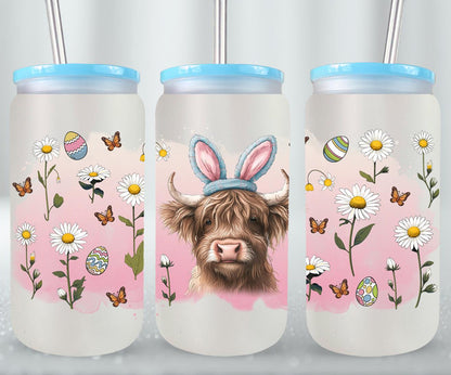 Highland Cow Easter-10370 - glass can