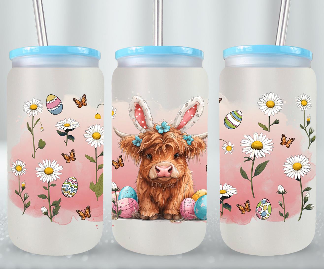 Highland Cow Easter-10404 - glass can
