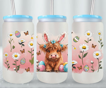 Highland Cow Easter-10404 - glass can