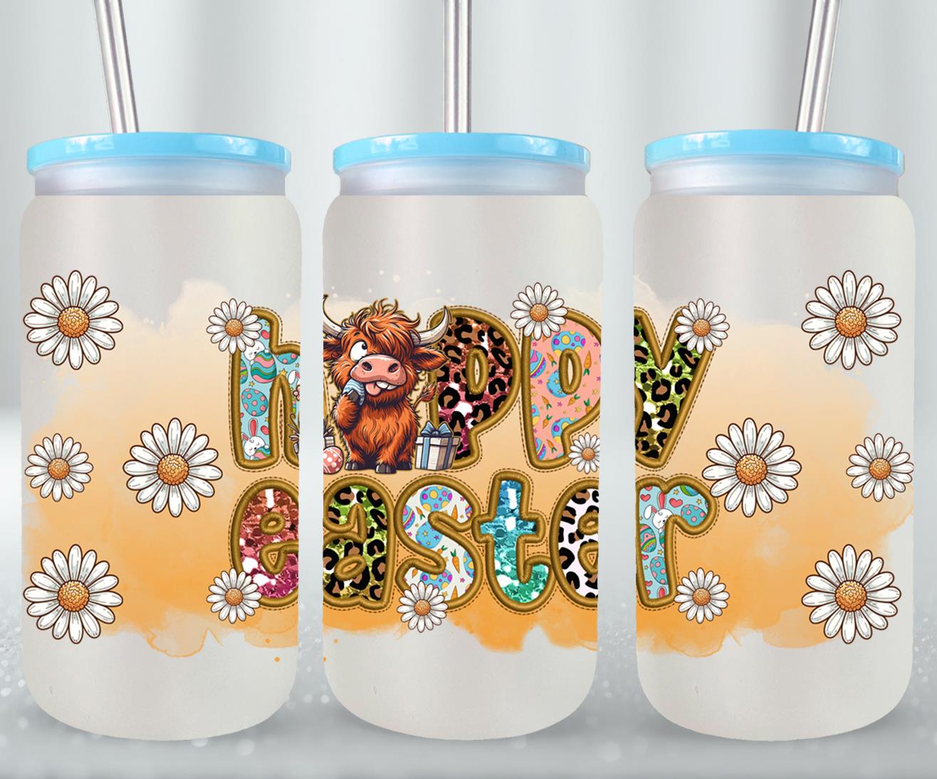 Highland Cow Easter-10400 - glass can