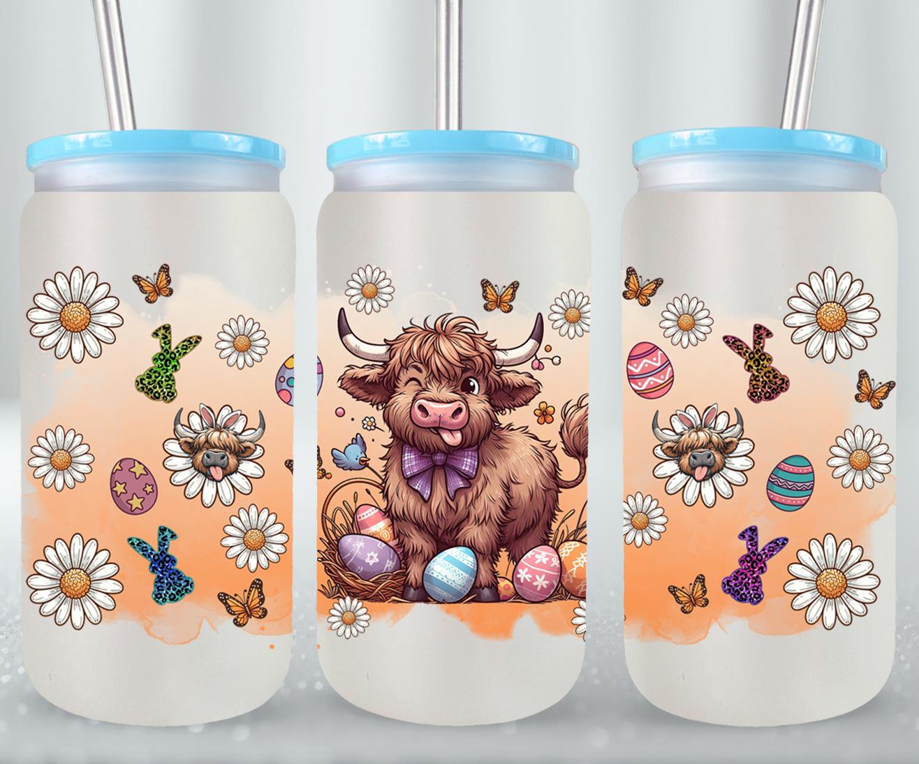Highland Cow Easter-10379 - glass can