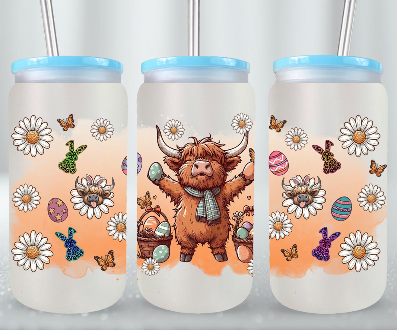 Highland Cow Easter-10389 - glass can