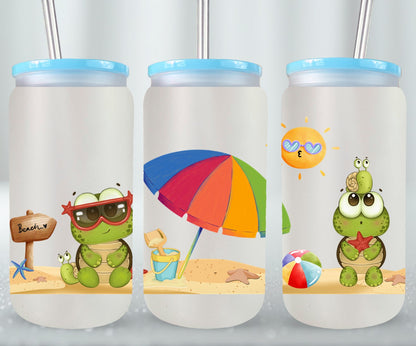 Frog on The Beach -10681 - glass can