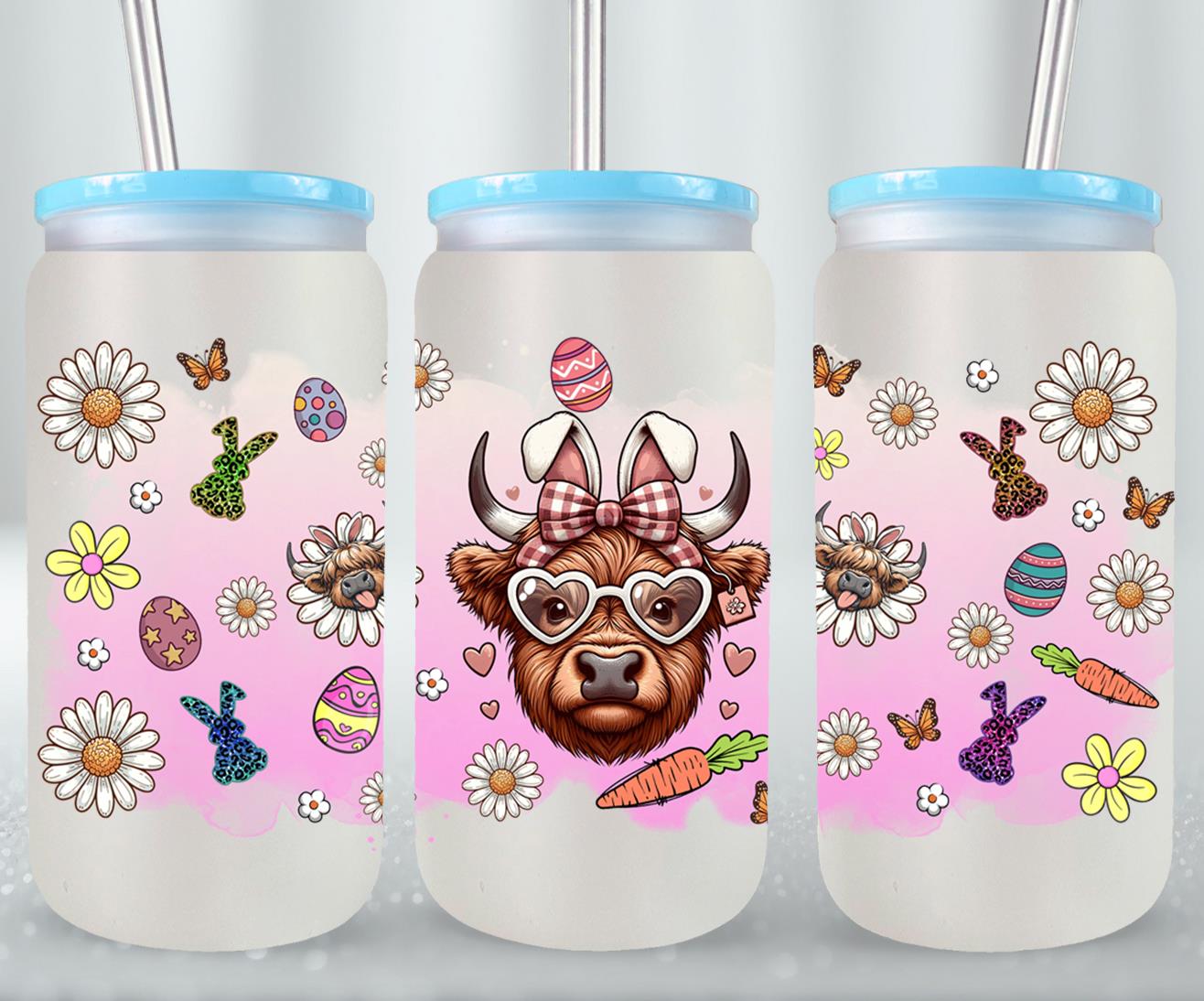 Highland Cow Easter-10388 - glass can