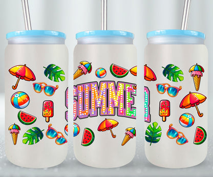 Summer Rainbow Flowers-10671 - glass can