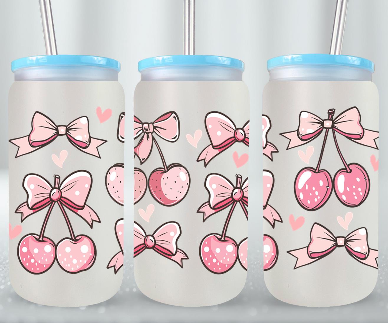 Pink Bow-9992 - glass can