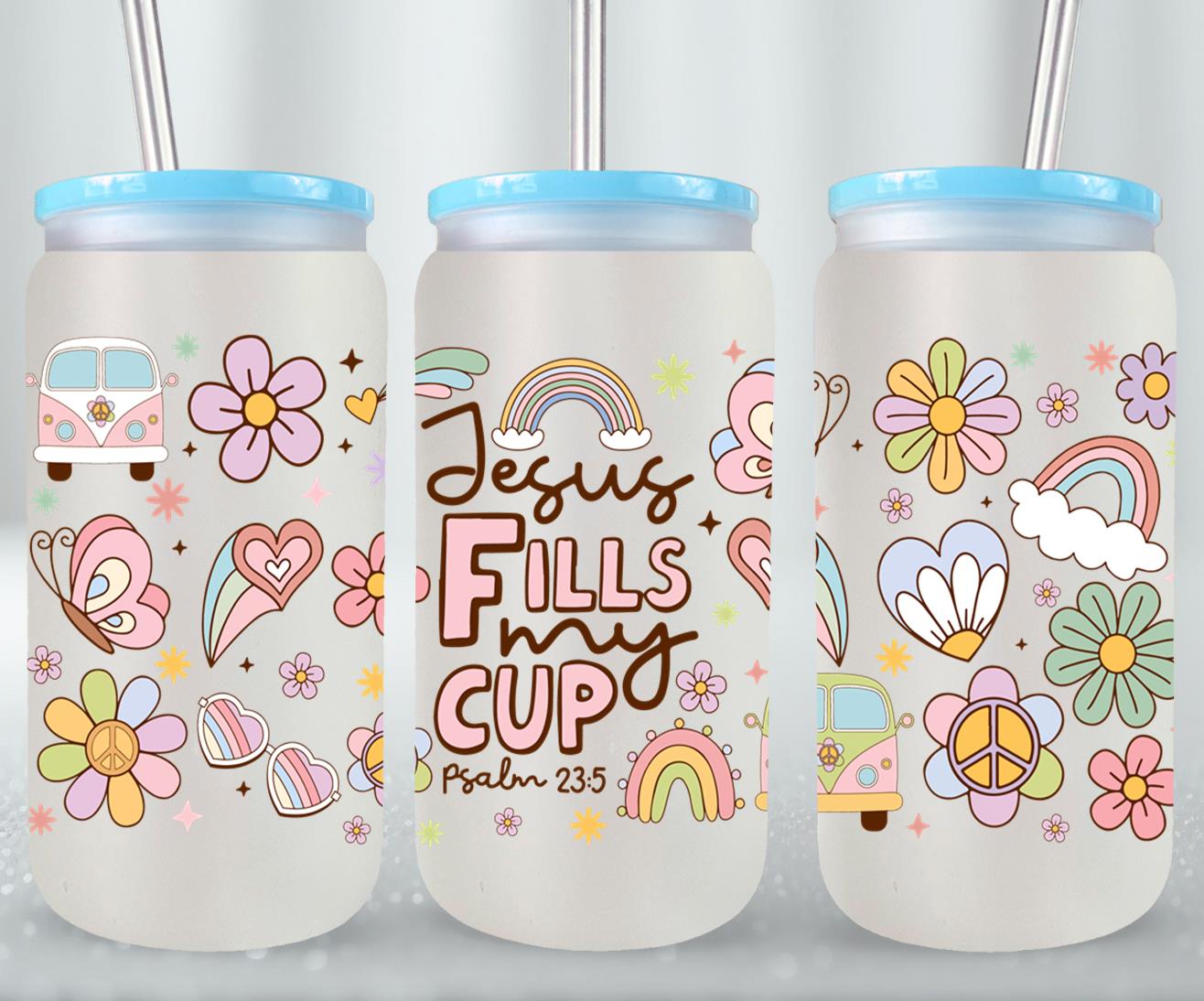 Jesus Fells My Cup-10208 - glass can