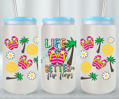 Life Better in Flip Flops-10664 - glass can