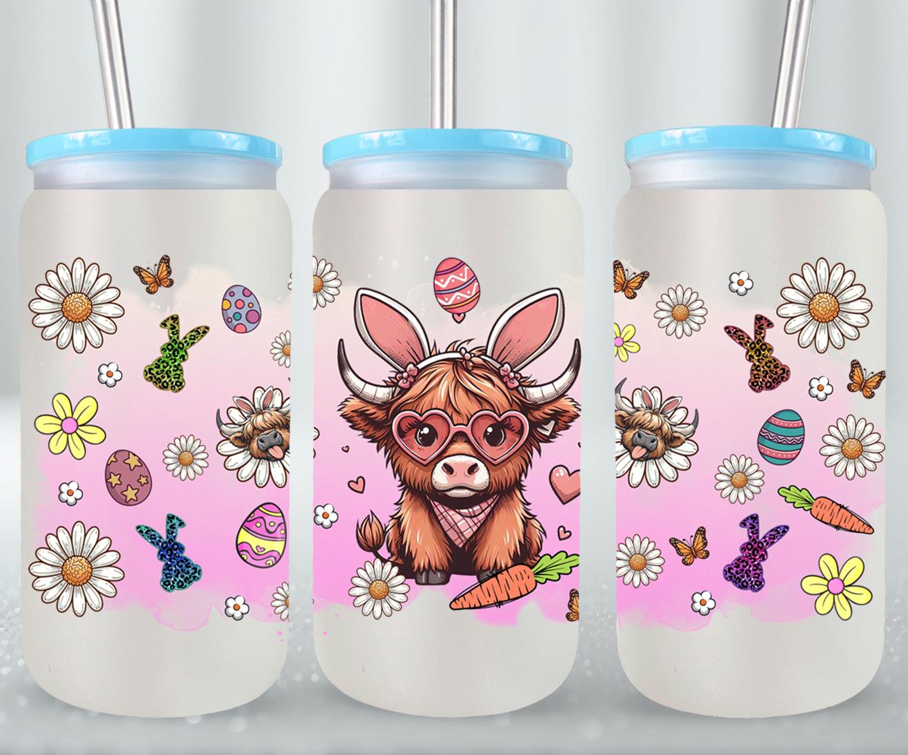 Highland Cow Easter-10366 - glass can