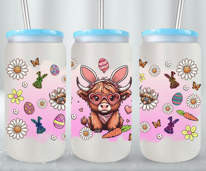 Highland Cow Easter-10366 - glass can