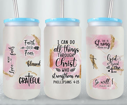 All Things Through Christ Who Strengthens Me-10186 - glass can