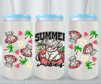 Summer Highland Cow-10670 - glass can